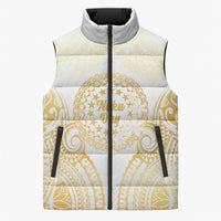 Cook Islands Gospel Day Sleeveless Puffer Jacket Happy Nuku Day Tiare Maori Gold LT14 Unisex Gold - Polynesian Pride