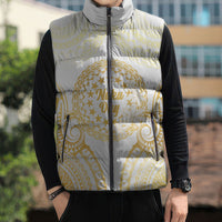 Cook Islands Gospel Day Sleeveless Puffer Jacket Happy Nuku Day Tiare Maori Gold LT14 - Polynesian Pride