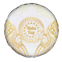 Cook Islands Gospel Day Spare Tire Cover Happy Nuku Day Tiare Maori Gold LT14 - Polynesian Pride