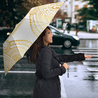 Cook Islands Gospel Day Umbrella Happy Nuku Day Tiare Maori Gold LT14 - Polynesian Pride