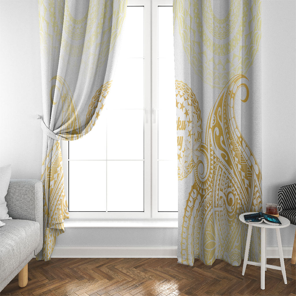 Cook Islands Gospel Day Window Curtain Happy Nuku Day Tiare Maori Gold LT14 - Polynesian Pride