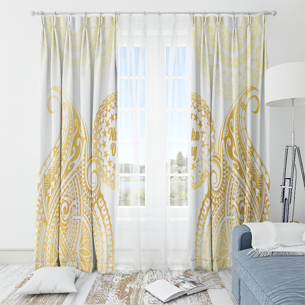 Cook Islands Gospel Day Window Curtain Happy Nuku Day Tiare Maori Gold LT14 - Polynesian Pride