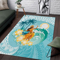 Ura Cook Islands Area Rug Kuki 'Airani Traditional Dance Tropical Vibes LT14 Cyan - Polynesian Pride