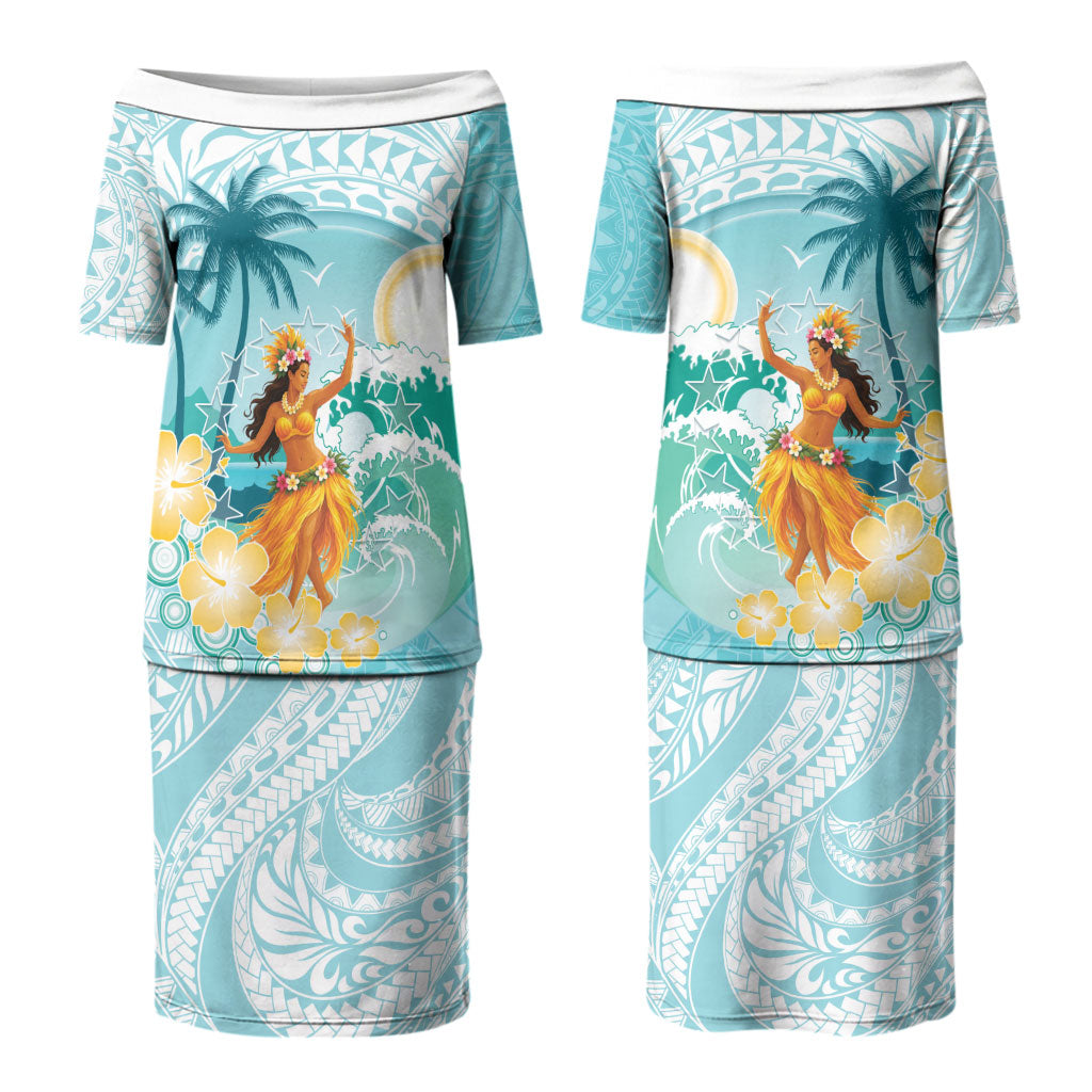 Ura Cook Islands Couples Matching Puletasi and Hawaiian Shirt Kuki 'Airani Traditional Dance Tropical Vibes LT14 - Polynesian Pride