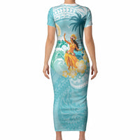Ura Cook Islands Short Sleeve Bodycon Dress Kuki 'Airani Traditional Dance Tropical Vibes LT14 - Polynesian Pride