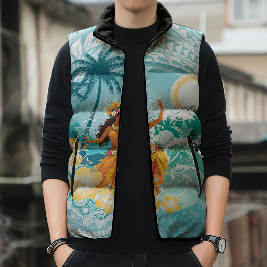 Ura Cook Islands Sleeveless Puffer Jacket Kuki 'Airani Traditional Dance Tropical Vibes LT14 - Polynesian Pride