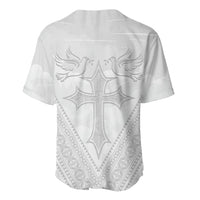 Peniamina Gospel Day Niue Baseball Jersey Cross Dove Hiapo Pattern White LT14 - Polynesian Pride