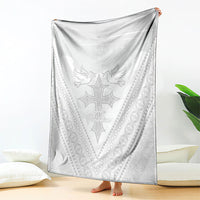 Peniamina Gospel Day Niue Blanket Cross Dove Hiapo Pattern White LT14 - Polynesian Pride