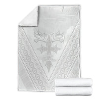 Peniamina Gospel Day Niue Blanket Cross Dove Hiapo Pattern White LT14 - Polynesian Pride