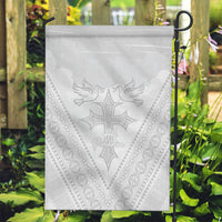 Peniamina Gospel Day Niue Garden Flag Cross Dove Hiapo Pattern White LT14 Garden Flag White - Polynesian Pride