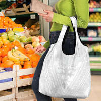 Peniamina Gospel Day Niue Grocery Bag Cross Dove Hiapo Pattern White LT14 - Polynesian Pride