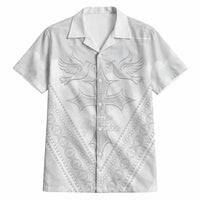 Peniamina Gospel Day Niue Hawaiian Shirt Cross Dove Hiapo Pattern White LT14 White - Polynesian Pride