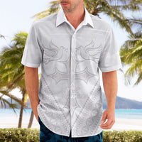 Peniamina Gospel Day Niue Hawaiian Shirt Cross Dove Hiapo Pattern White LT14 - Polynesian Pride