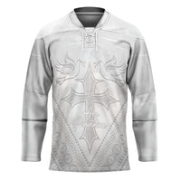 Peniamina Gospel Day Niue Hockey Jersey Cross Dove Hiapo Pattern White LT14 Unisex White - Polynesian Pride