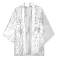 Peniamina Gospel Day Niue Kimono Cross Dove Hiapo Pattern White LT14 Unisex White - Polynesian Pride