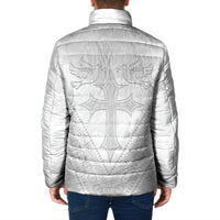 Peniamina Gospel Day Niue Padded Jacket Cross Dove Hiapo Pattern White LT14 - Polynesian Pride