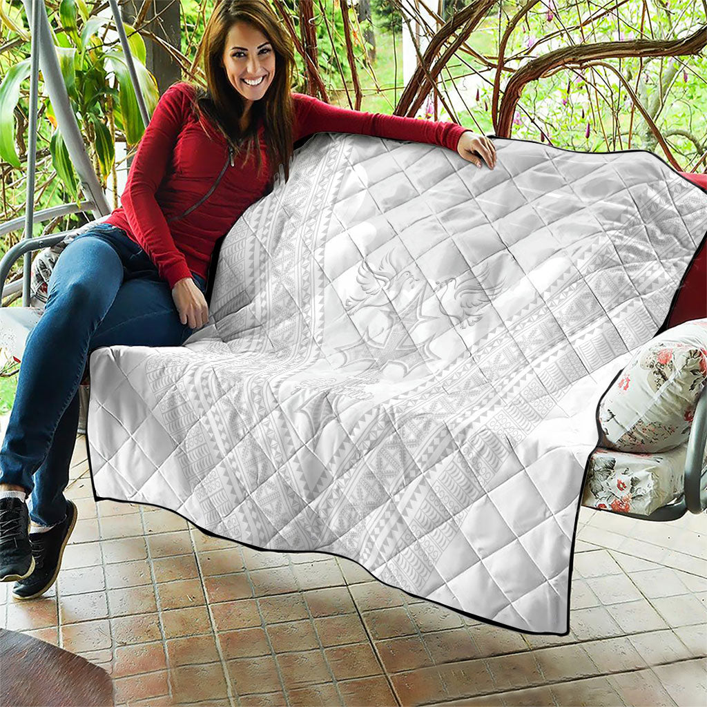 Peniamina Gospel Day Niue Quilt Cross Dove Hiapo Pattern White LT14 - Polynesian Pride