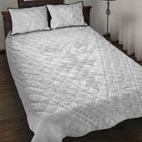 Peniamina Gospel Day Niue Quilt Bed Set Cross Dove Hiapo Pattern White LT14 White - Polynesian Pride