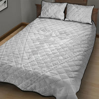 Peniamina Gospel Day Niue Quilt Bed Set Cross Dove Hiapo Pattern White LT14 - Polynesian Pride