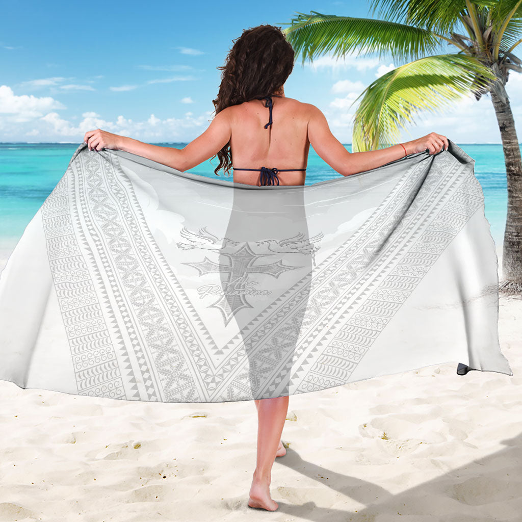 Peniamina Gospel Day Niue Sarong Cross Dove Hiapo Pattern White LT14 - Polynesian Pride