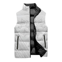 Peniamina Gospel Day Niue Sleeveless Puffer Jacket Cross Dove Hiapo Pattern White LT14 - Polynesian Pride