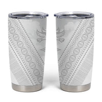 Peniamina Gospel Day Niue Tumbler Cup Cross Dove Hiapo Pattern White LT14 White - Polynesian Pride