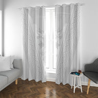 Peniamina Gospel Day Niue Window Curtain Cross Dove Hiapo Pattern White LT14 With Grommets White - Polynesian Pride