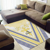 Peniamina Gospel Day Niue Area Rug Cross Dove Hiapo Pattern Yellow LT14 - Polynesian Pride