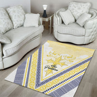 Peniamina Gospel Day Niue Area Rug Cross Dove Hiapo Pattern Yellow LT14 - Polynesian Pride