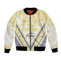 Peniamina Gospel Day Niue Bomber Jacket Cross Dove Hiapo Pattern Yellow LT14 Unisex Yellow - Polynesian Pride