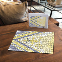 Peniamina Gospel Day Niue Puzzle Cross Dove Hiapo Pattern Yellow LT14 - Polynesian Pride