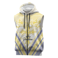 Peniamina Gospel Day Niue Sleeveless Zip Hoodie Cross Dove Hiapo Pattern Yellow LT14 Yellow - Polynesian Pride
