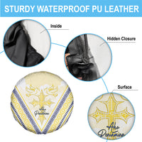 Peniamina Gospel Day Niue Spare Tire Cover Cross Dove Hiapo Pattern Yellow LT14 - Polynesian Pride