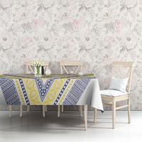 Peniamina Gospel Day Niue Tablecloth Cross Dove Hiapo Pattern Yellow LT14 - Polynesian Pride