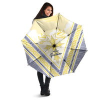 Peniamina Gospel Day Niue Umbrella Cross Dove Hiapo Pattern Yellow LT14 - Polynesian Pride