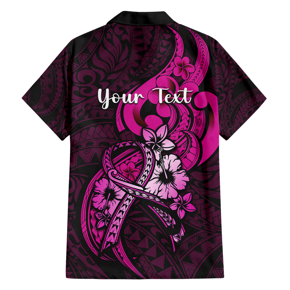 personalised-polynesia-breast-cancer-awareness-family-matching-tank-maxi-dress-and-hawaiian-shirt-think-pink-polynesian-ribbon-black-version