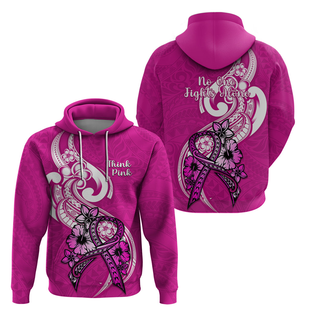 Polynesia Breast Cancer Awareness Hoodie Think Pink Polynesian Ribbon White Version LT14 - Polynesian Pride