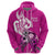 Personalised Polynesia Breast Cancer Awareness Hoodie Think Pink Polynesian Ribbon White Version LT14 - Polynesian Pride