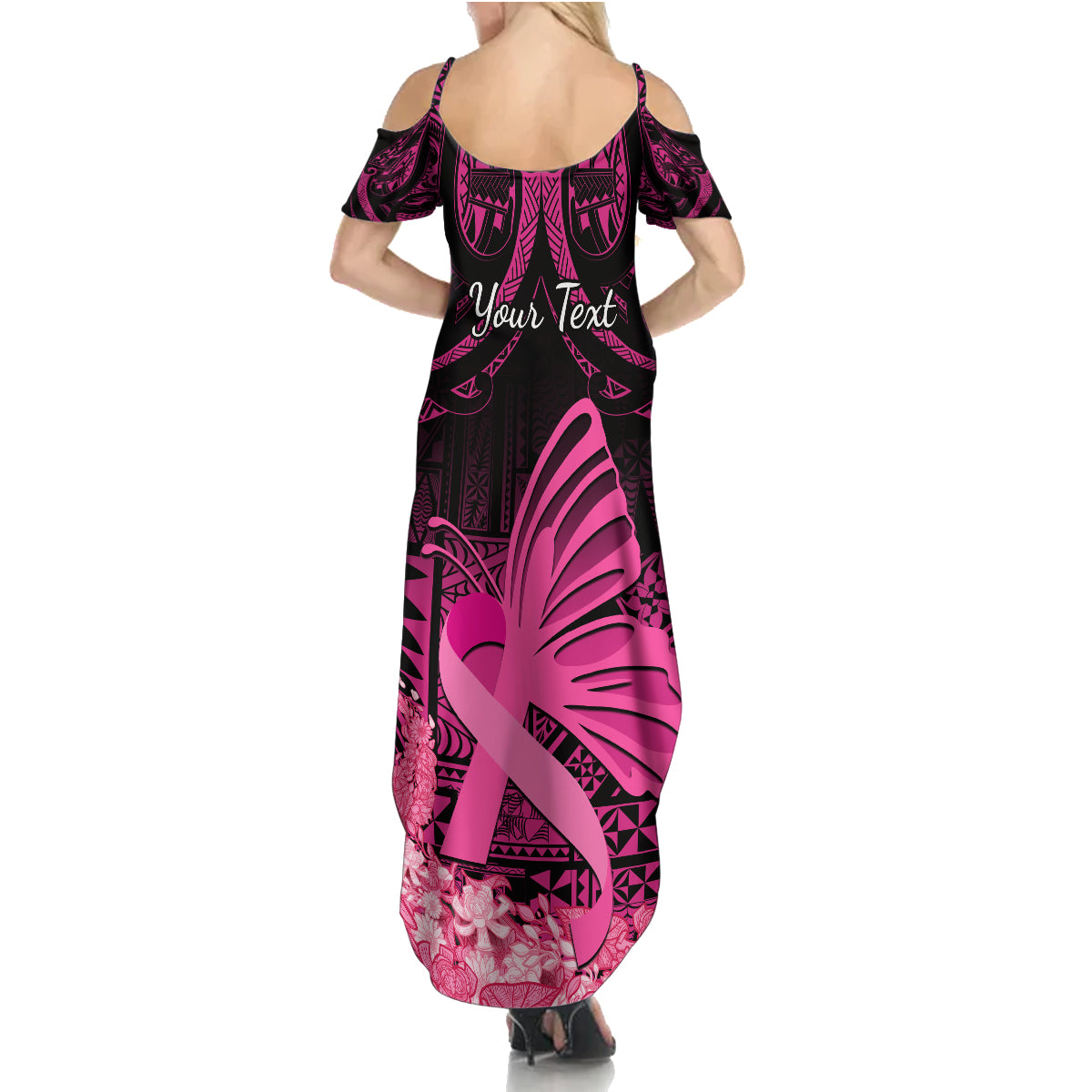presonalised-tonga-breast-cancer-awareness-summer-maxi-dress-pink-ribbon-brave-strong-warrior-tongan-ngatu-pattern