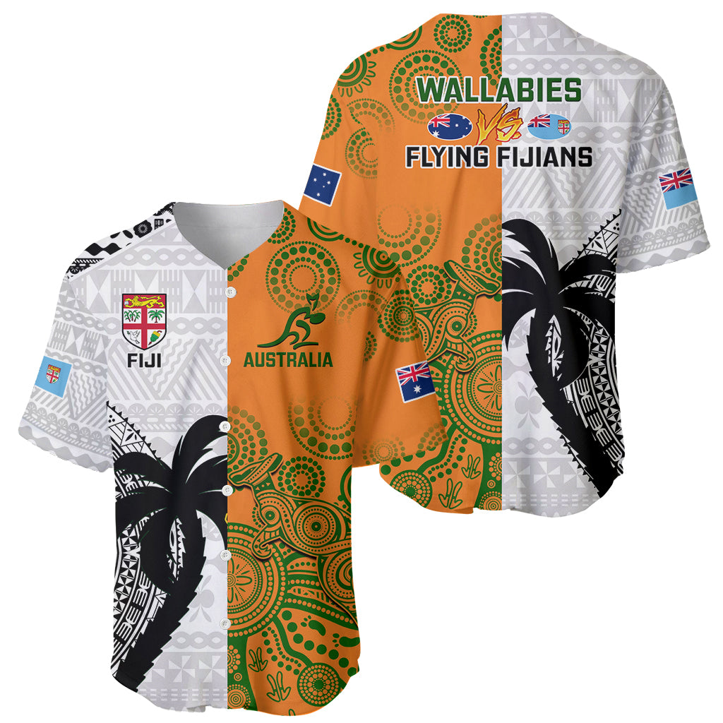 Fiji And Australia Rugby Baseball Jersey 2023 World Cup Aboriginal Mix Tapa Pattern LT14 - Polynesian Pride
