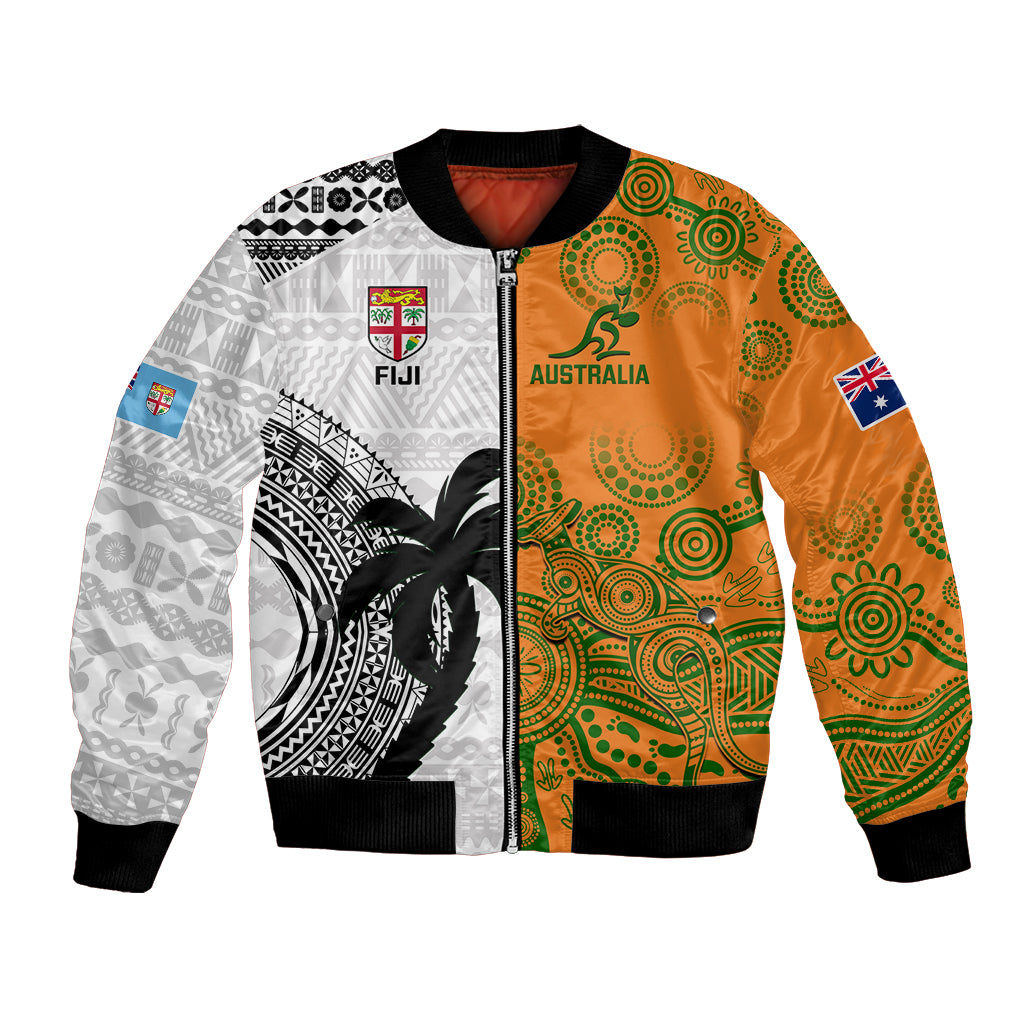 fiji-and-australia-rugby-bomber-jacket-2023-world-cup-aboriginal-mix-tapa-pattern