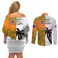 fiji-and-australia-rugby-couples-matching-off-shoulder-short-dress-and-long-sleeve-button-shirts-2023-world-cup-aboriginal-mix-tapa-pattern