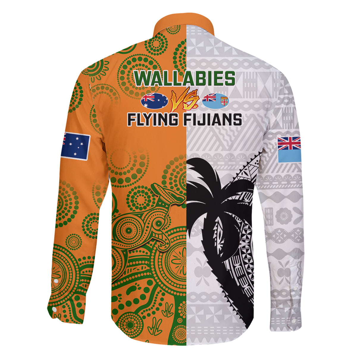 fiji-and-australia-rugby-family-matching-long-sleeve-bodycon-dress-and-hawaiian-shirt-2023-world-cup-aboriginal-mix-tapa-pattern