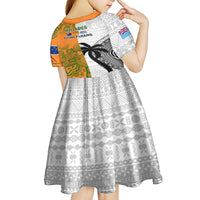 Fiji And Australia Rugby Kid Short Sleeve Dress 2023 World Cup Aboriginal Mix Tapa Pattern LT14 - Polynesian Pride