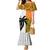 Fiji And Australia Rugby Mermaid Dress 2023 World Cup Aboriginal Mix Tapa Pattern LT14 Women Gold - Polynesian Pride