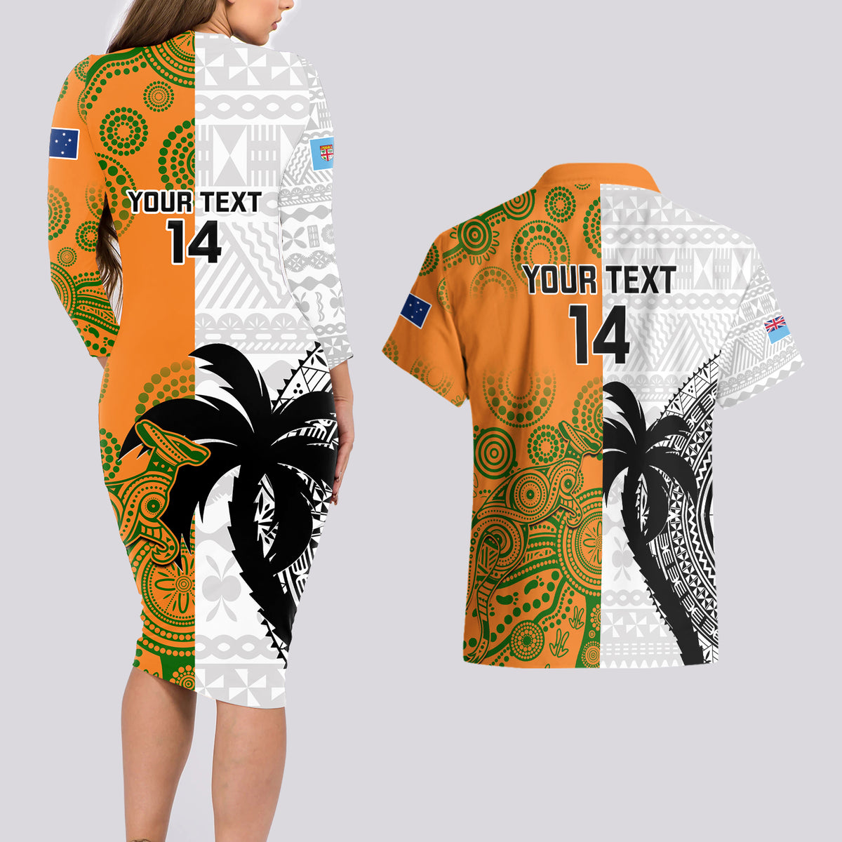 custom-fiji-and-australia-rugby-couples-matching-long-sleeve-bodycon-dress-and-hawaiian-shirt-2023-world-cup-aboriginal-mix-tapa-pattern