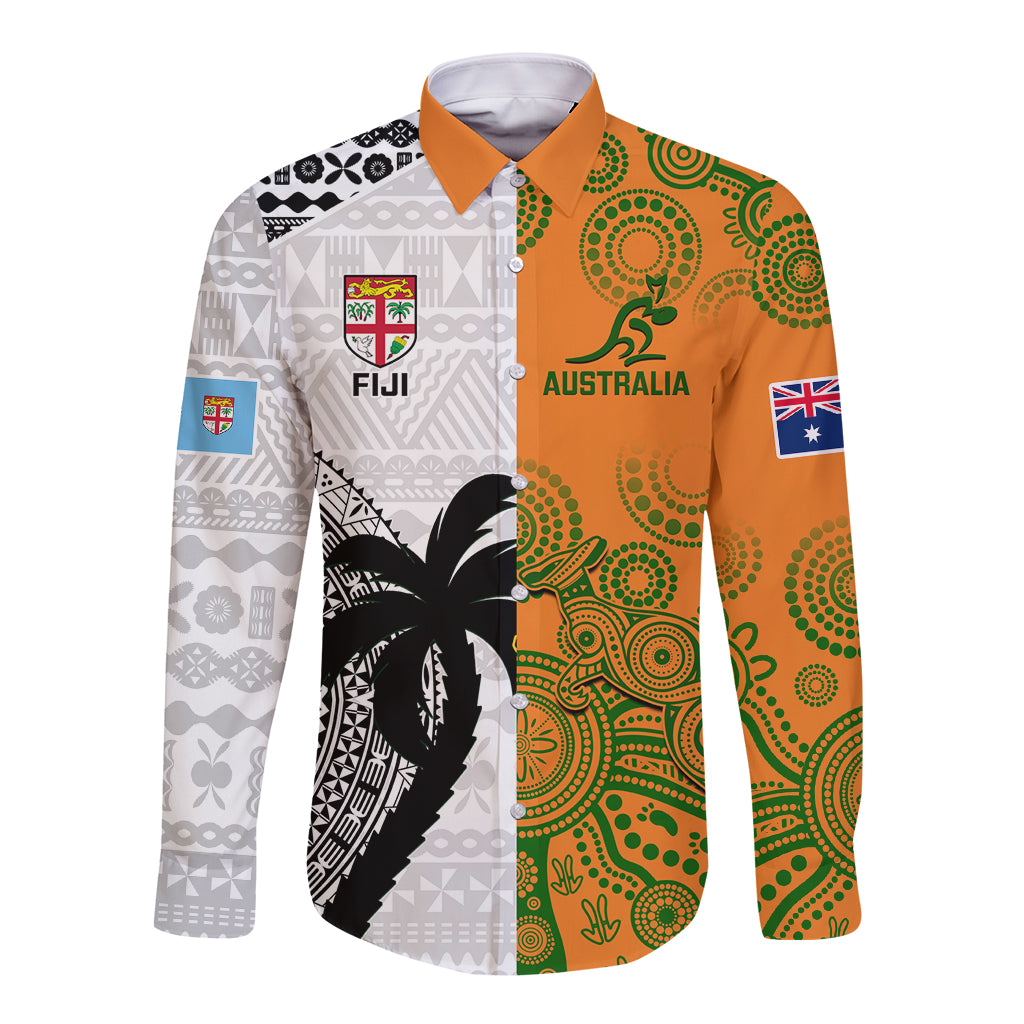 custom-fiji-and-australia-rugby-long-sleeve-button-shirt-2023-world-cup-aboriginal-mix-tapa-pattern