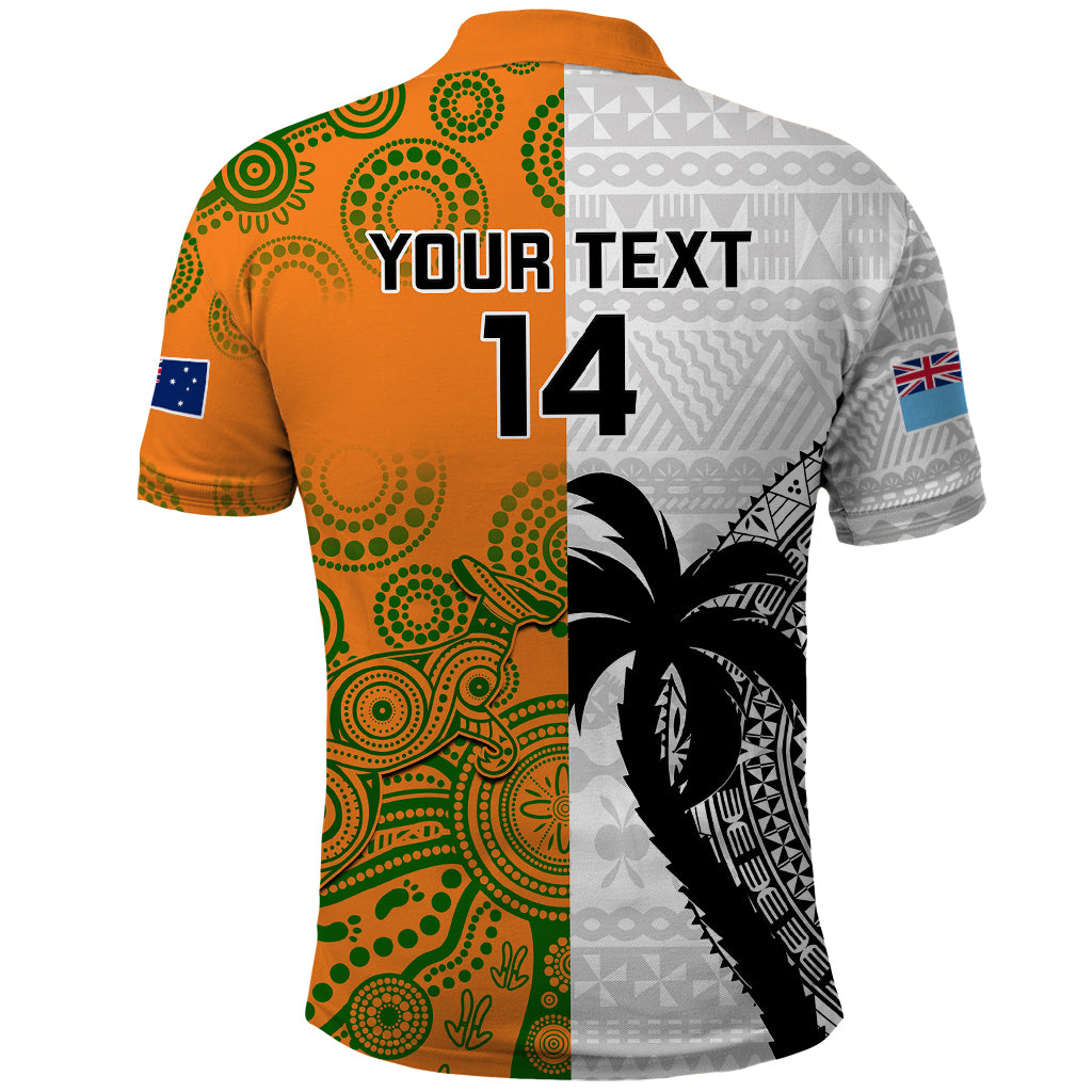 Custom Fiji And Australia Rugby Polo Shirt 2023 World Cup Aboriginal Mix Tapa Pattern LT14 - Polynesian Pride