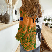 Custom Fiji And Australia Rugby Women Casual Shirt 2023 World Cup Aboriginal Mix Tapa Pattern LT14 - Polynesian Pride