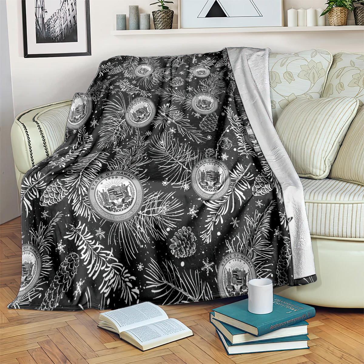 Hawaii Christmas Blanket Tropical Style With Coat Of Arms LT14 - Polynesian Pride